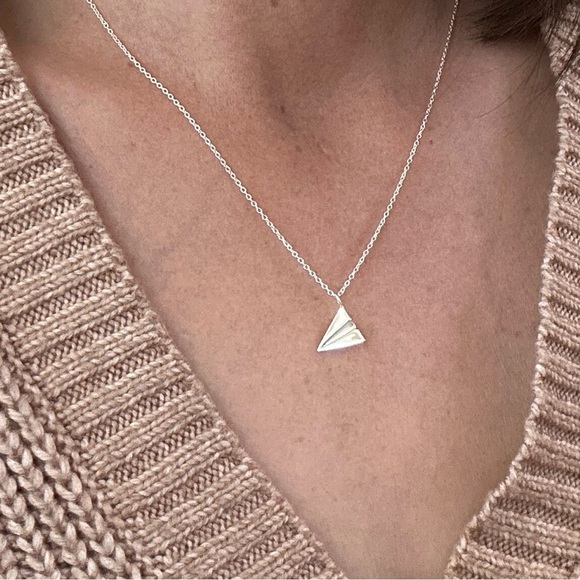 Sterling Silver Paper Airplane Necklace - Picture 4 of 8